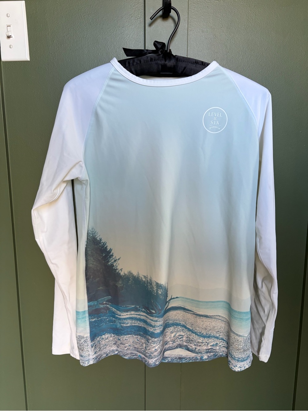 Women's Long Sleeve Swim Coverup in Seafoam and White